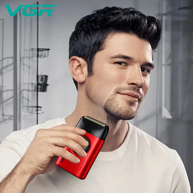 ماشین اصلاح موی صورت شارژی VGR مدل V-377 با تیغه استیل ضدزنگ و پوشش تیتانیوم، باتری 1400mAh با 100 دقیقه استفاده، 21 سطح تنظیم سرعت و نمایشگر هوشمند باتری و سرعت - تصویر 5