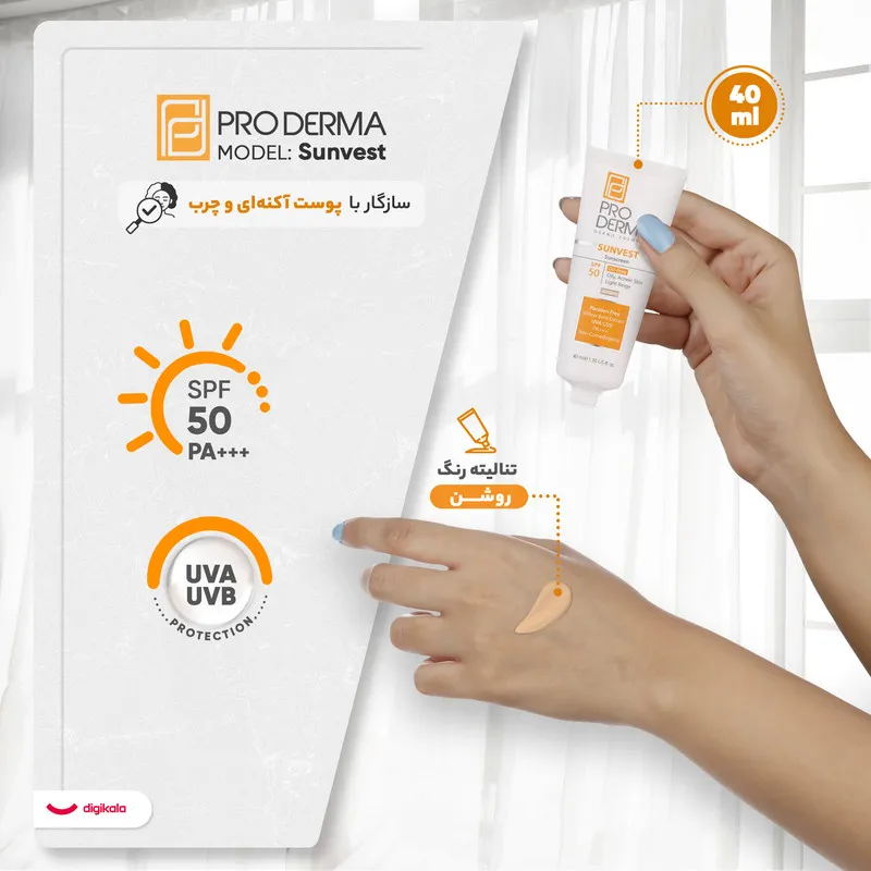 کرم ضدآفتاب پرودرما مدل Sunvest، حجم 40 میلی‌لیتر - تصویر 4