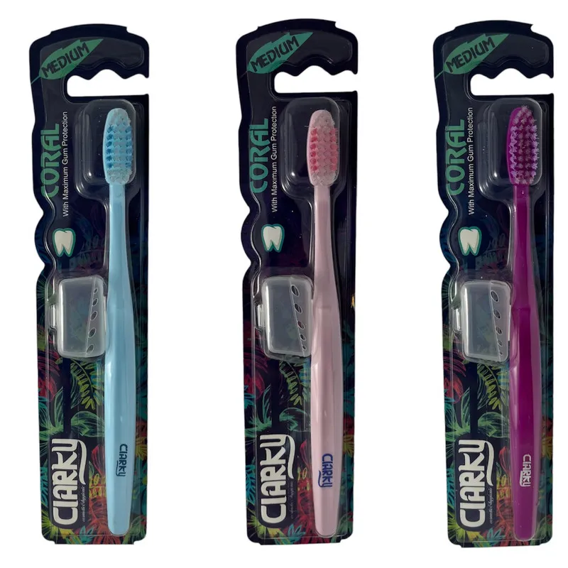 مسواک کلارکی مدل Coral با برس متوسط مجموعه 3 عددی