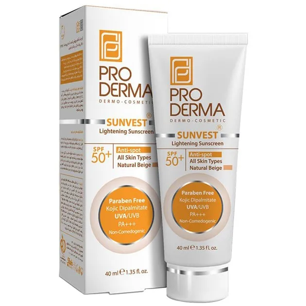 کرم ضد آفتاب رنگی پرودرما SPF 50 مدل NB50 محافظ UVA ،UVB و PA+++، ضد لک،مناسب انواع پوست حجم 40 میلی‌لیتر - تصویر 2