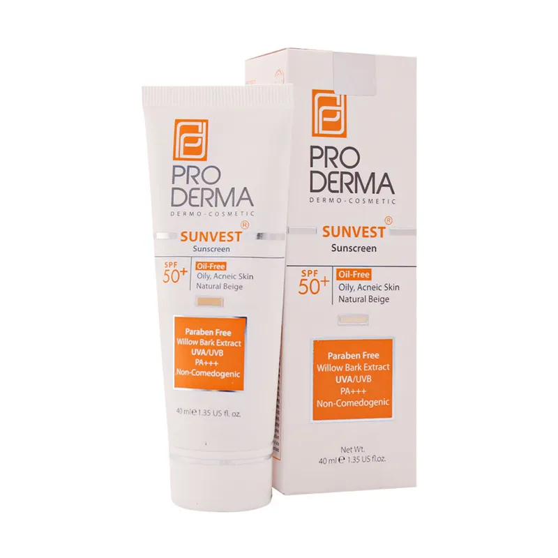 کرم ضد آفتاب رنگی پرودرما SPF 50 مدلOF-NB محافظ UVA ،UVB و PA+++،ضد جوش،مناسب انواع پوست حجم 40 میلی لیتر - تصویر 2