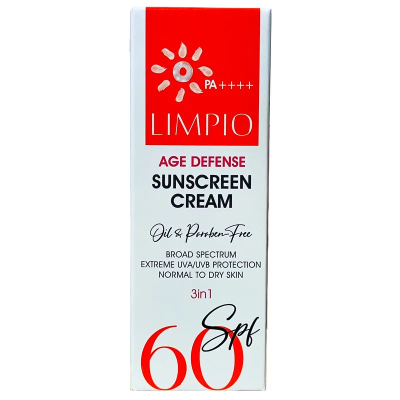 کرم ضد آفتاب بی رنگ لیمپیو SPF 60 مدل Age Defense ‌محافظ UVA ، UVB و PA++++، ضد حساسیت، ضد چروک و پیری ، مناسب پوست‌های نرمال و خشک حجم 50 میلی‌لیتر - تصویر 2