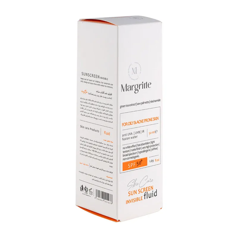 فلوئید ضد آفتاب بدون رنگ مارگریت SPF 50 مدل OAC محافظ UVB , UVA ضد لک و روشن کننده، مناسب برای پوست های چرب و آکنه ای حجم 50 میلی لیتر - تصویر 4