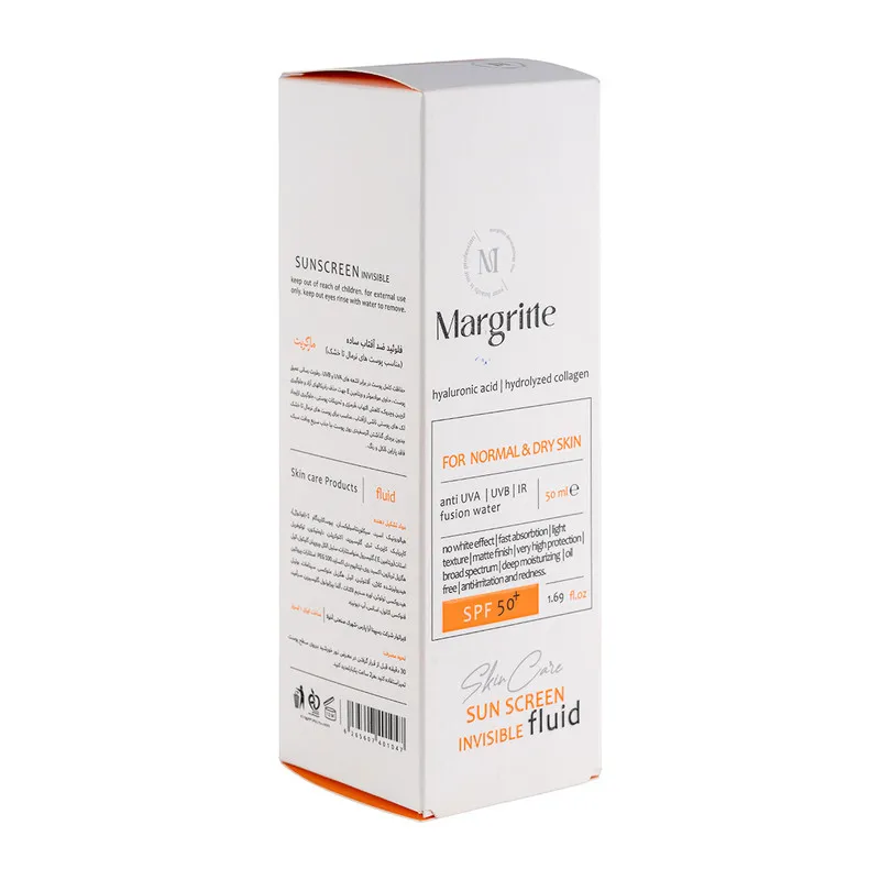 فلوئید ضد آفتاب بدون رنگ مارگریت SPF 50 مدل fusion Water محافظ UVA و UVB، ضد لک و روشن کننده، مناسب برای پوست های خشک و نرمال حجم 50 میلی لیتر - تصویر 4
