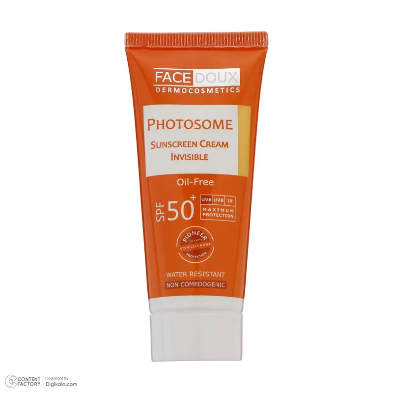 کرم ضد آفتاب بدون رنگ فیس دوکس SPF 50 مدل فوتوزوم محافظ اشعه UVA و UVB، ضد آب ‌مناسب پوست‌ چرب حجم 40 میلی‌لیتر - تصویر 2