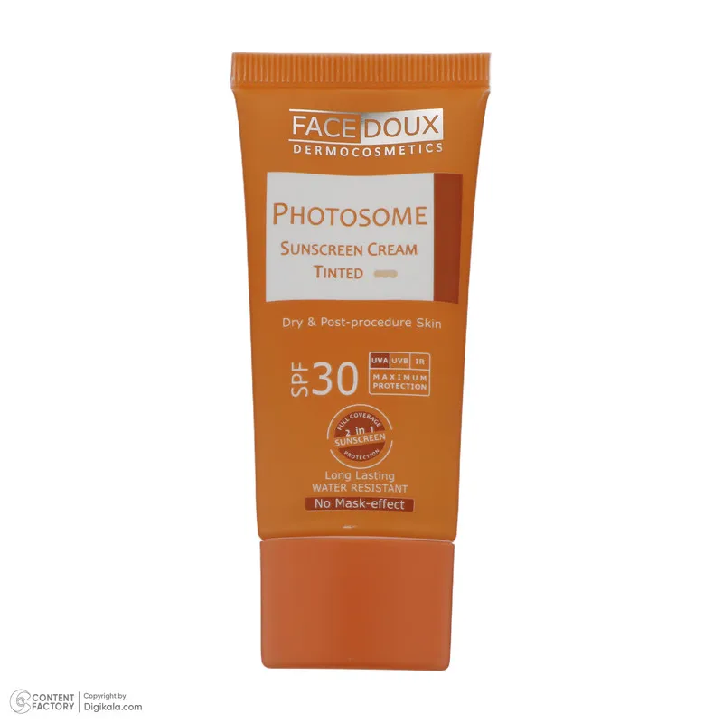 کرم ضد آفتاب رنگی فیس دوکس SPF 30 مدل فوتوزوم محافظ اشعه UVA و UVB، ‌ضد آب، مناسب پوست‌های خشک حجم 40 میلی‌لیتر - تصویر 2
