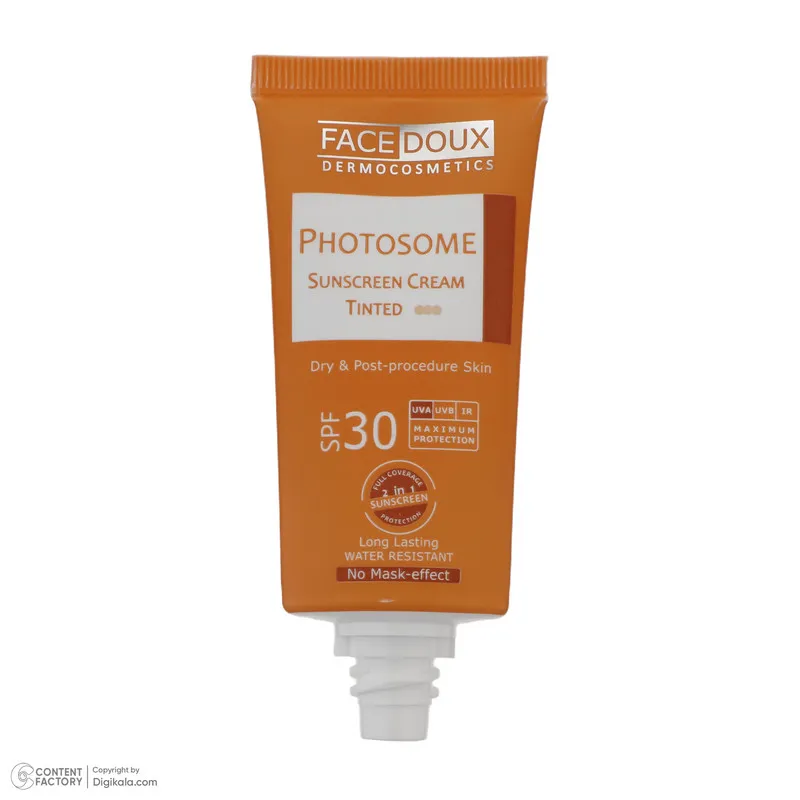 کرم ضد آفتاب رنگی فیس دوکس SPF 30 مدل فوتوزوم محافظ اشعه UVA و UVB، ‌ضد آب، مناسب پوست‌های خشک حجم 40 میلی‌لیتر - تصویر 3