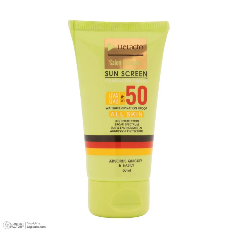 کرم ضد آفتاب رنگی صورت دیفکتو SPF 50 مدل D.01 مناسب برای انواع پوست حجم 50 میلیلیتر - تصویر 3