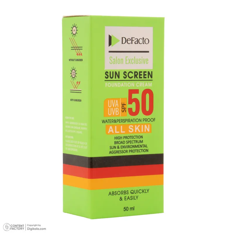 کرم ضد آفتاب رنگی صورت دیفکتو SPF 50 مدل D.01 مناسب برای انواع پوست حجم 50 میلیلیتر - تصویر 5