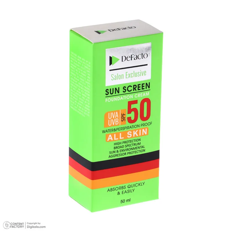 کرم ضد آفتاب رنگی دیفکتو SPF 50 مدل 02 مناسب برای انواع پوست حجم 50 میلیلیتر - تصویر 4