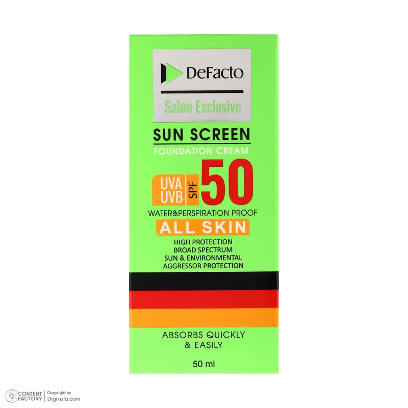 کرم ضد آفتاب رنگی دیفکتو SPF 50 مدل 03 مناسب برای انواع پوست حجم 50 میلیلیتر - تصویر 6