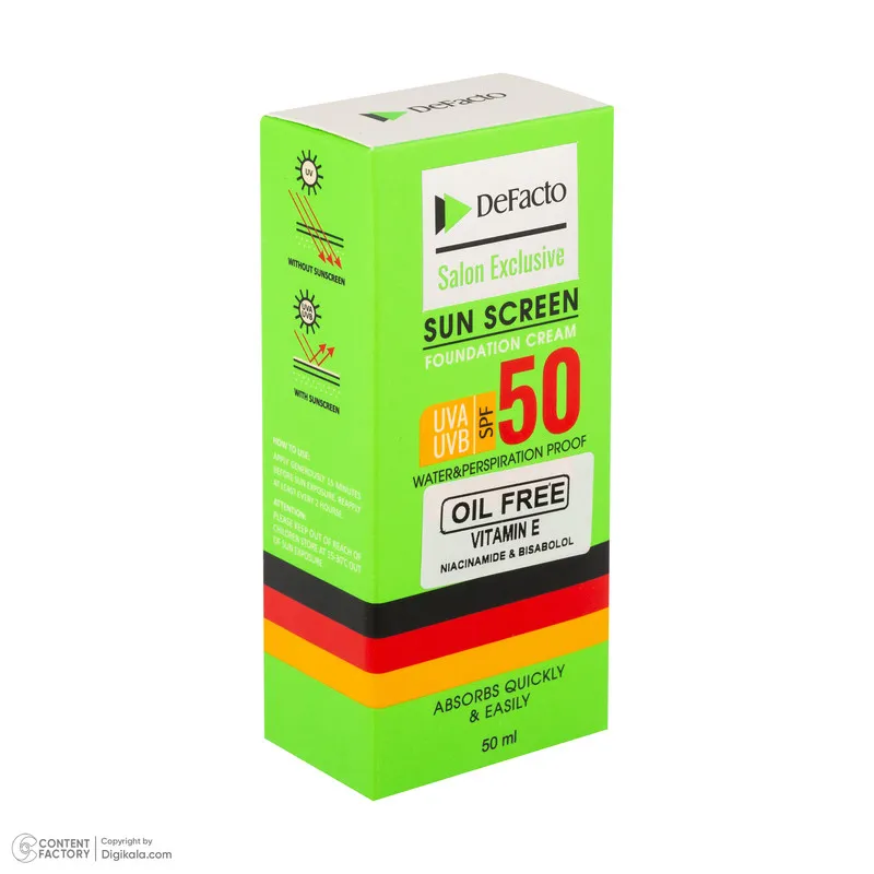 کرم ضد آفتاب رنگی صورت دیفکتو SPF 50 مدل 01 مناسب برای پوست های چرب حجم 50 میلیلیتر - تصویر 5