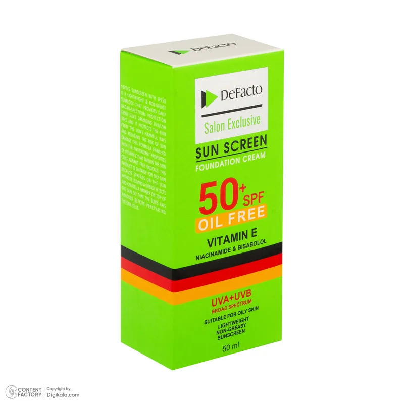 کرم ضد آفتاب رنگی صورت دیفکتو SPF 50 مدل 02 مناسب برای پوستهای چرب حجم 50 میلیلیتر - تصویر 5
