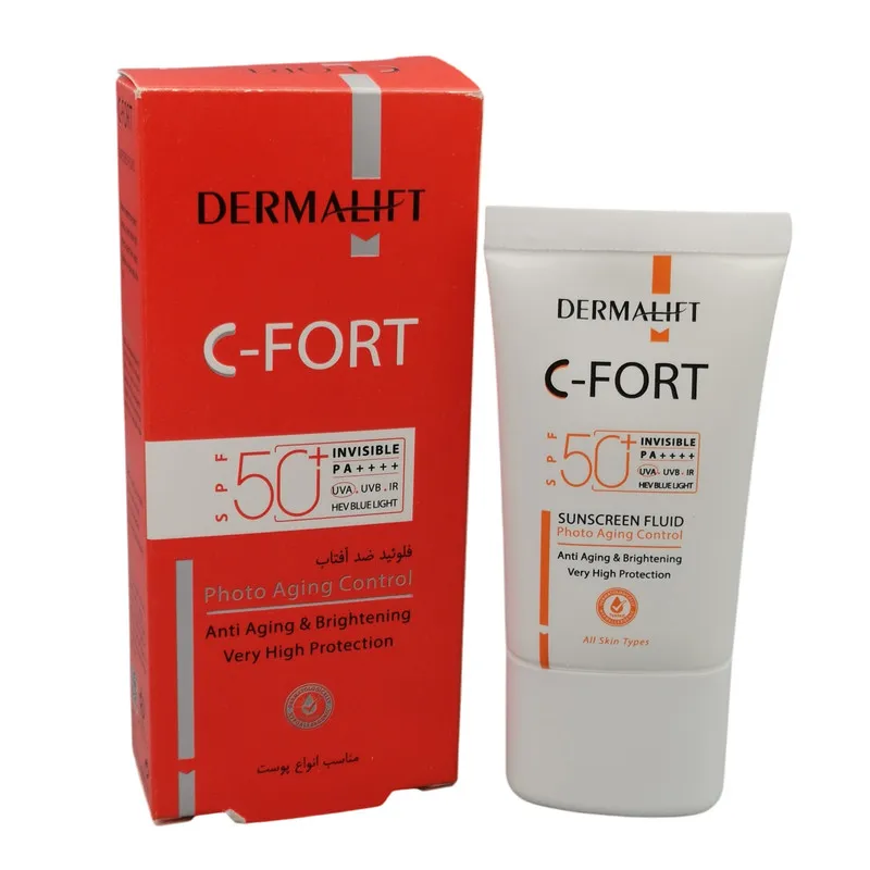  فلوئید ضد آفتاب بی رنگ درمالیفت SPF 50 مدل C-Fort ‌محافظ UVA ،UVB و PA++++، حاوی ویتامین C، ضد پیری، مناسب انواع پوست‌ حجم 40 میلی‌لیتر - تصویر 4
