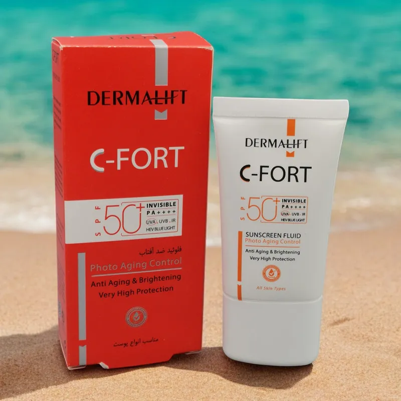  فلوئید ضد آفتاب بی رنگ درمالیفت SPF 50 مدل C-Fort ‌محافظ UVA ،UVB و PA++++، حاوی ویتامین C، ضد پیری، مناسب انواع پوست‌ حجم 40 میلی‌لیتر - تصویر 6