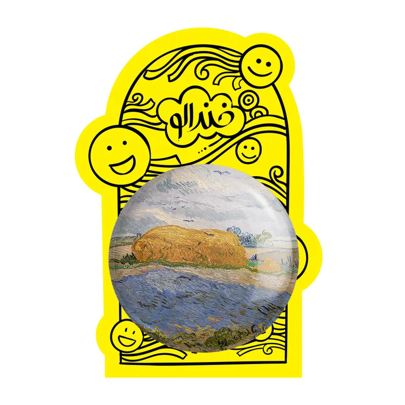 آینه جیبی خندالو طرح انبار کاه زیر آسمان بارانی ونسان ونگوگ (Van Gogh) مدل تاشو کد 36791 - تصویر 2