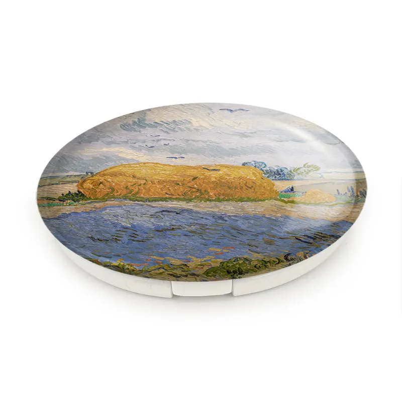 آینه جیبی خندالو طرح انبار کاه زیر آسمان بارانی ونسان ونگوگ (Van Gogh) مدل تاشو کد 36791 - تصویر 4