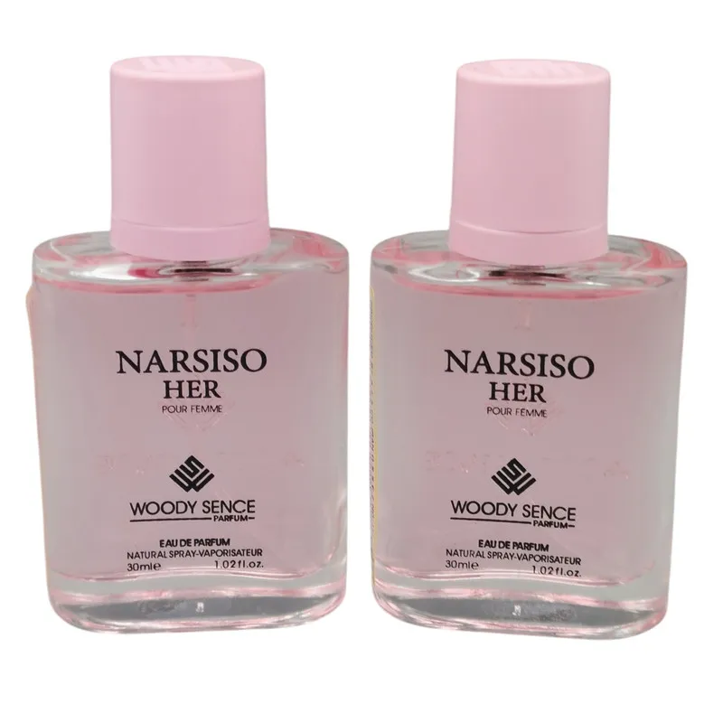 عطر جیبی زنانه وودی سنس مدل NARSISO HER حجم 30 میلی لیتر بسته 2 عددی