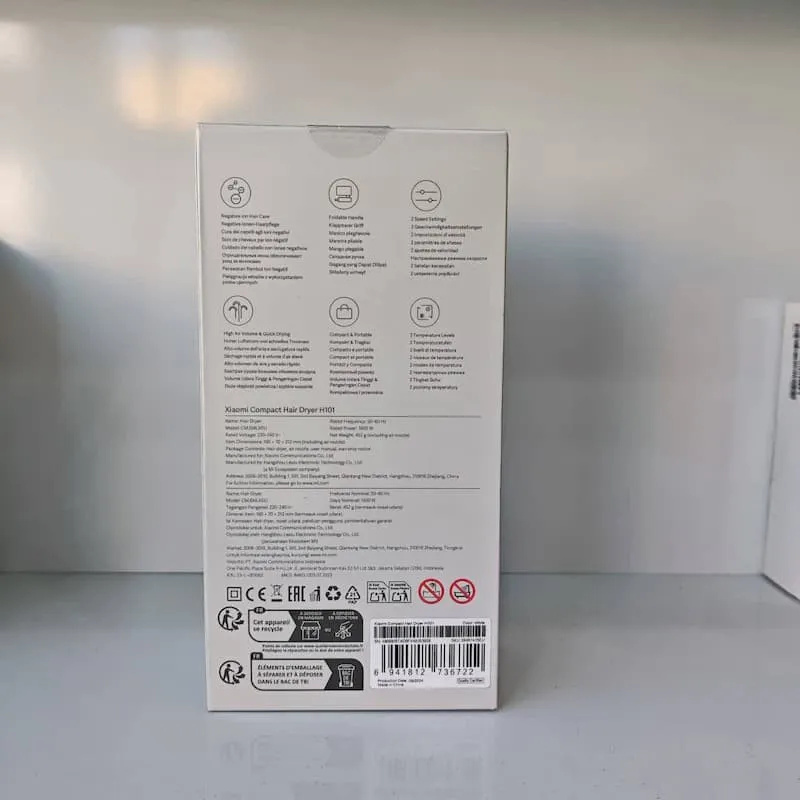 سشوار مسافرتی 1600 وات شیائومی مدل H101 New، موتور AC، وزن 566 گرم، دارای سری متمرکزکننده باریک با ویژگی صافکنندگی، با قابلیت فناوری تولید یون - تصویر 2