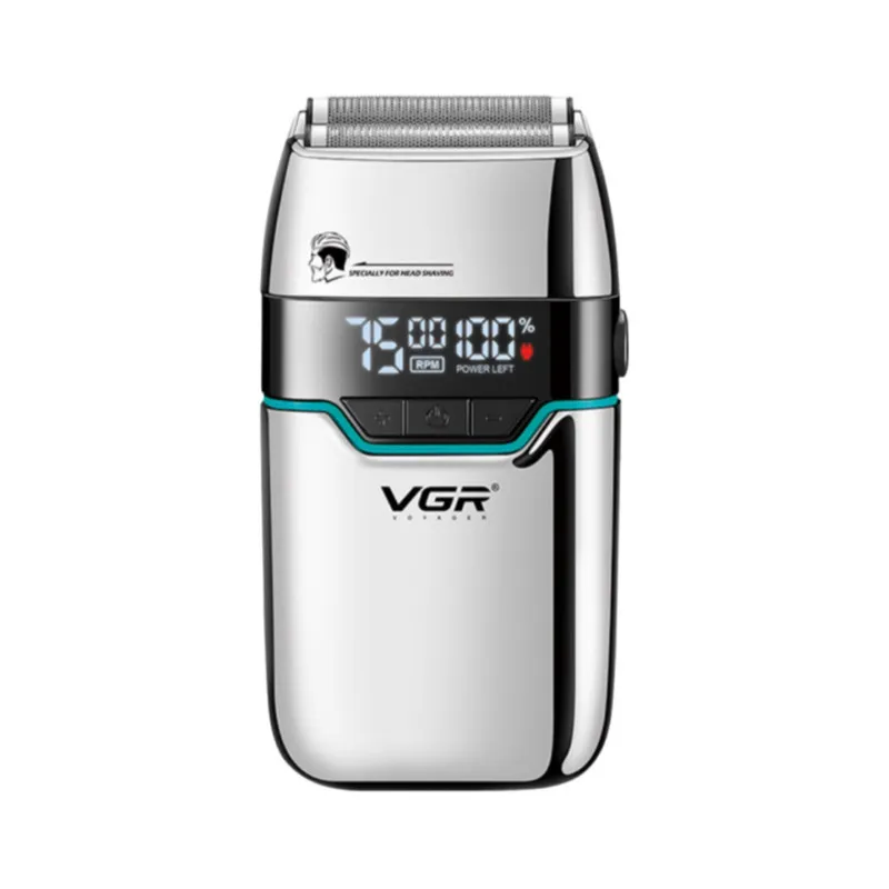 ماشین اصلاح موی صورت شارژی وی جی ار مدل V-350 با تیغه تیتانیوم، اصلاح صفر میلی‌متر، باتری لیتیومی 1200 میلی‌آمپر، نمایشگر LED و قابلیت استفاده خشک و مرطوب - تصویر 2