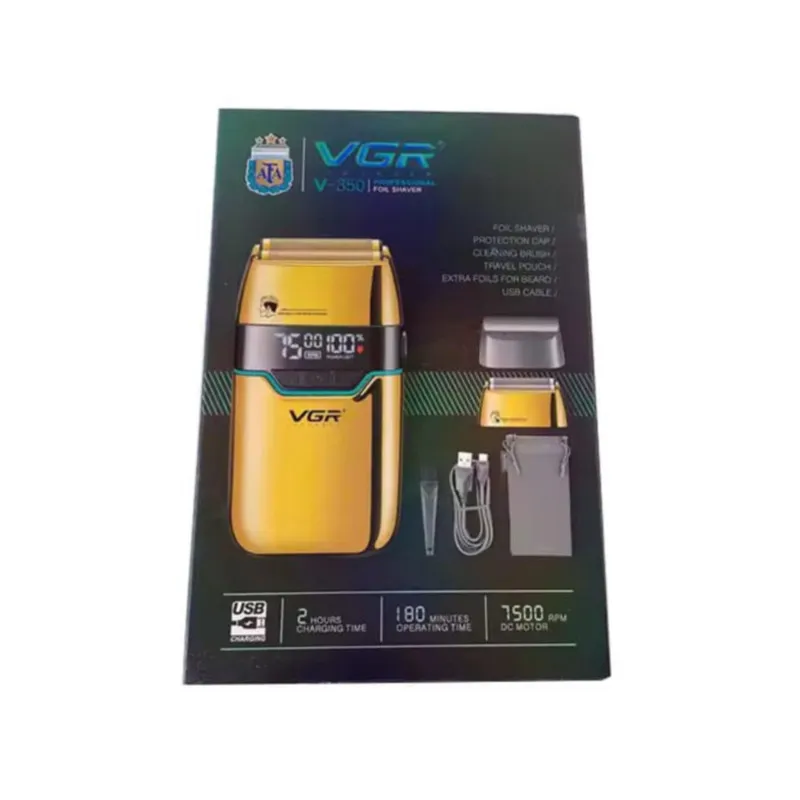 ماشین اصلاح موی صورت شارژی وی جی ار مدل V-350 با تیغه تیتانیوم، اصلاح صفر میلی‌متر، باتری لیتیومی 1200 میلی‌آمپر، نمایشگر LED و قابلیت استفاده خشک و مرطوب - تصویر 4