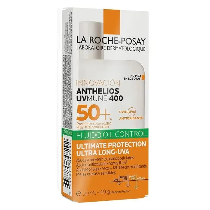 فلوئید ضدآفتاب بی‌رنگ لاروش پوزای +SPF50 مدل Anthelios حاوی محافظ UVA ،UVB، ضدآب مناسب برای انواع پوست حجم 50 میلی‌لیتر - تصویر 2