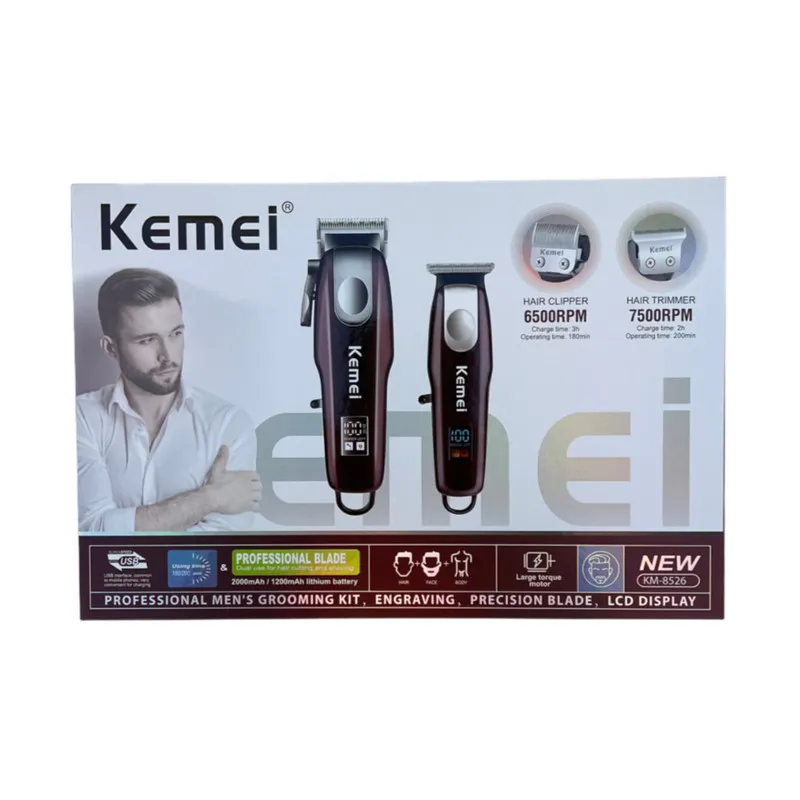 ماشین اصلاح موی سر و صورت کیمی شارژی مدل KM-8526 بسته 2 عددی - تصویر 3