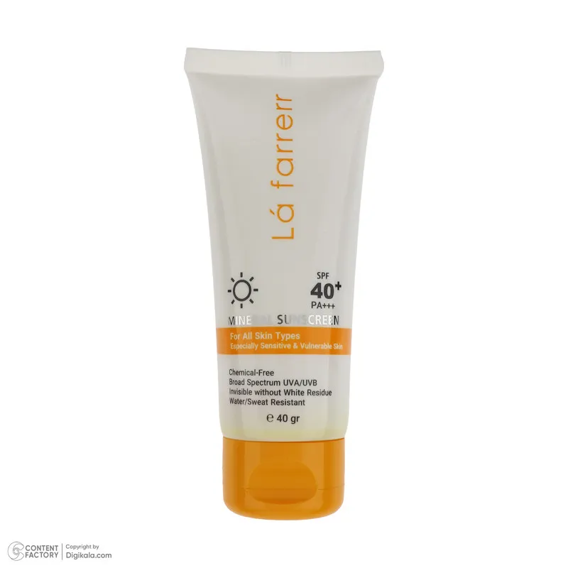 کرم ضد آفتاب بدون رنگ لافارر SPF 40 مدل مینرال ‌حاوی محافظ UVA و UVB و PA+++مناسب پوست‌های حساس حجم 40 میلی‌لیتر - تصویر 3