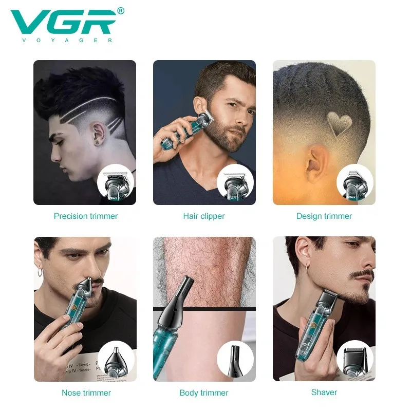 ست ماشین اصلاح موی صورت و بدن وی جی ار مدل V-102 - تصویر 5