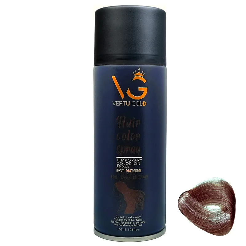اسپری رنگ مو ورتوگلد مدل 08 Dark brown شماره 08 حجم 150 میلی لیتر رنگ قهوه ای تیره - تصویر 2