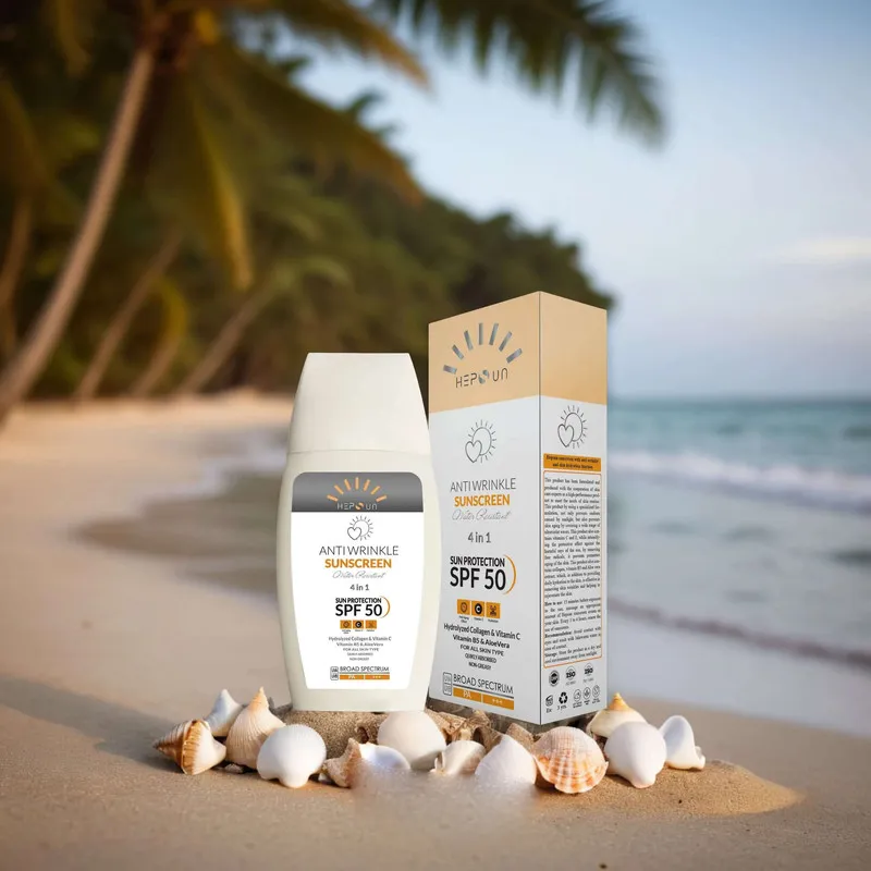 کرم ضد آفتاب و ضد چروک بدون رنگ هپسان SPF50 مدل 4در1 محافظ UVA ،UVB و PA+++ و حاوی ویتامین B5 و C مناسب انواع پوست حجم 50 میلی لیتر - تصویر 6