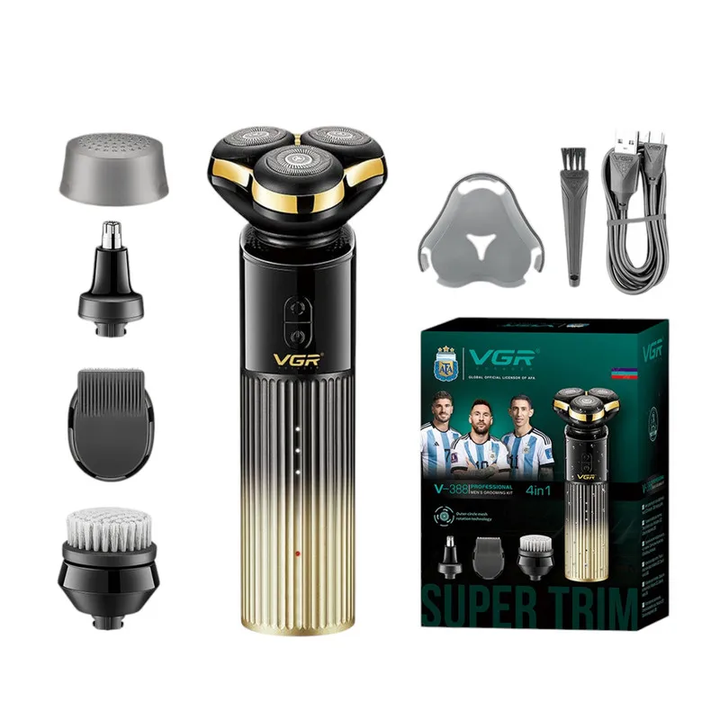 ست ماشین اصلاح موی صورت و بدن شارژی وی جی ار مدل v-388 - تصویر 4
