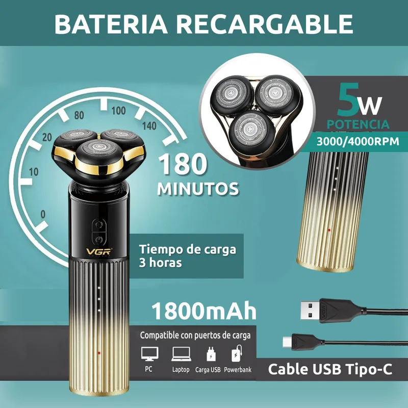 ست ماشین اصلاح موی صورت و بدن شارژی وی جی ار مدل v-388 - تصویر 6