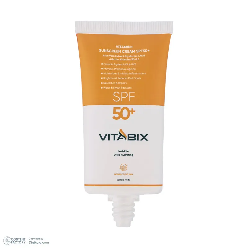 کرم ضد آفتاب بدون رنگ ویتابیکس SPF 50 مدل +Vitamin مناسب پوست خشک حجم 50 میلیلیتر محافظتکننده اشعه UVA و UVB، بدون تست حیوانی، با ماندگاری 2 ساعته - تصویر 4