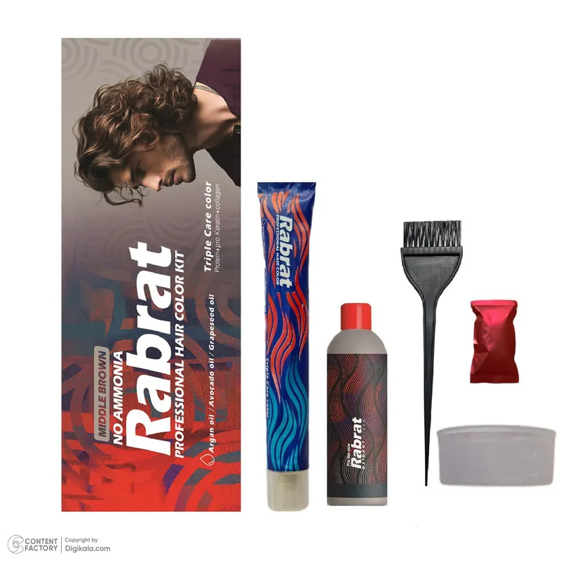 کیت رنگ مو مردانه رابرات شماره 4 حجم 100 میلی لیتر رنگ قهوه ای متوسط - تصویر 2