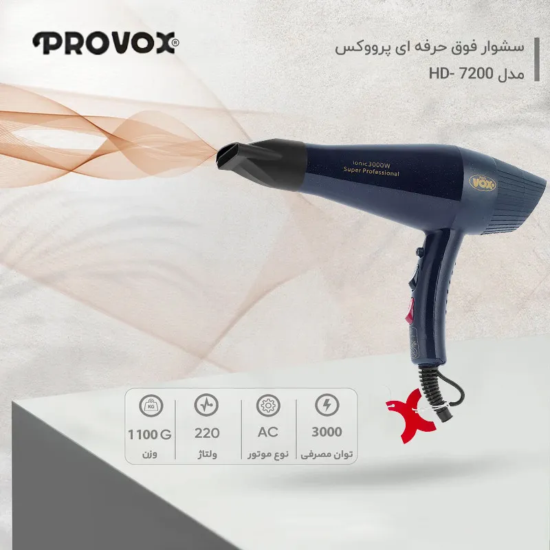 سشوار حرفه ای پرو وکس مدل HD-7200 - تصویر 4