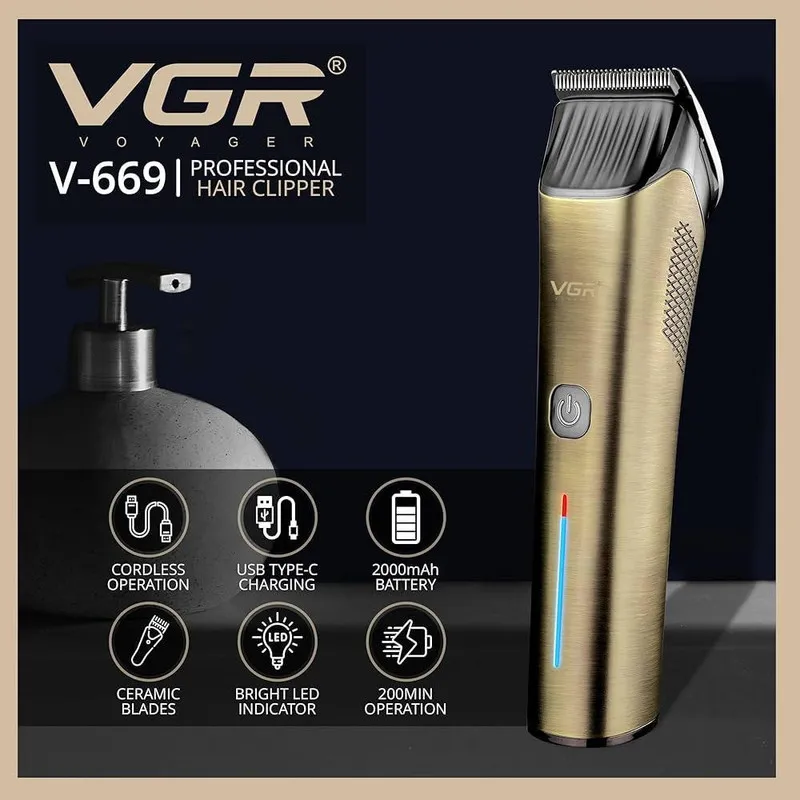 ماشین اصلاح موی سر و صورت شارژی وی جی ار مدل V-669 - تصویر 2