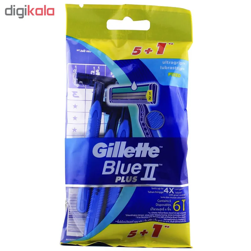 خود تراش ژیلت مدل Blue II Plus بسته 6 عددی - تصویر 2