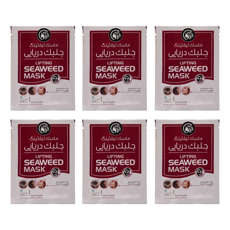 ماسک لیفتینگ صورت جلبک دریایی دکتر عیدی آلگا مدل آلگا مناسب انواع پوست با خاصیت جوان‌کننده، ضد چروک، مرطوب‌کننده، مغذی، محکم‌کننده و محافظت‌کننده به همراه 6 عدد چوب تهیه خمیر