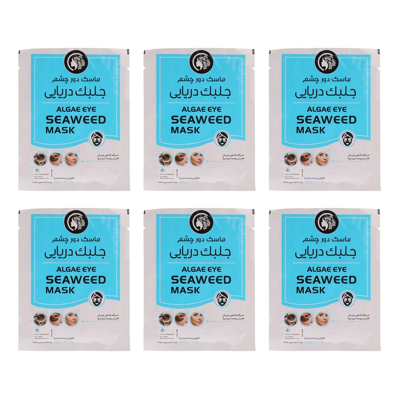 ماسک دور چشم دکتر عیدی آلگا مدل جلبک دریایی بسته 6 عددی، آبرسان و مرطوب‌کننده عمیق، کاهش تیرگی و پف دور چشم، کوچک‌کننده منافذ، افزایش گردش خون و صاف‌کننده پوست، مناسب انواع پوست و استفاده خانم‌ها و آق