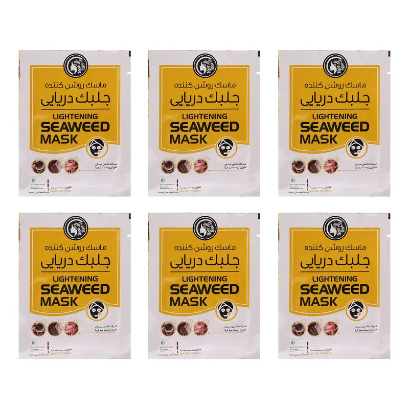 ماسک روشنکننده صورت دکتر عیدی آلگا مدل جلبک دریایی با خاصیت پاکسازی عمقی، کنترل چربی، کاهش جوش و منافذ باز، آبرسانی و ضدالتهاب، مناسب انواع پوست به همراه 6 چوب پخشکننده
