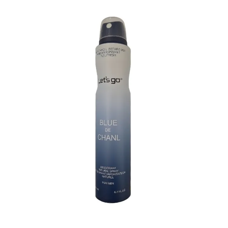 اسپری دئودورانت مردانه لتس گو مدل blue de chanel حجم 200 میلی لیتر