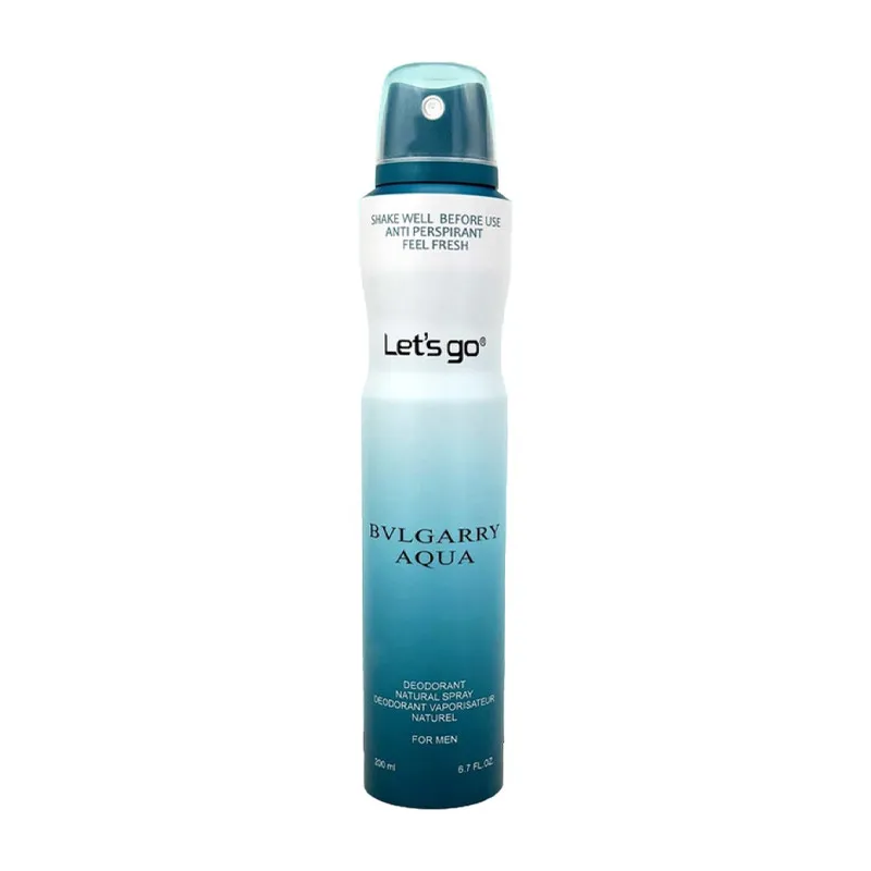 اسپری دئودورانت مردانه لتس گو مدل aqua bvlgarry حجم 200 میلی لیتر - تصویر 2