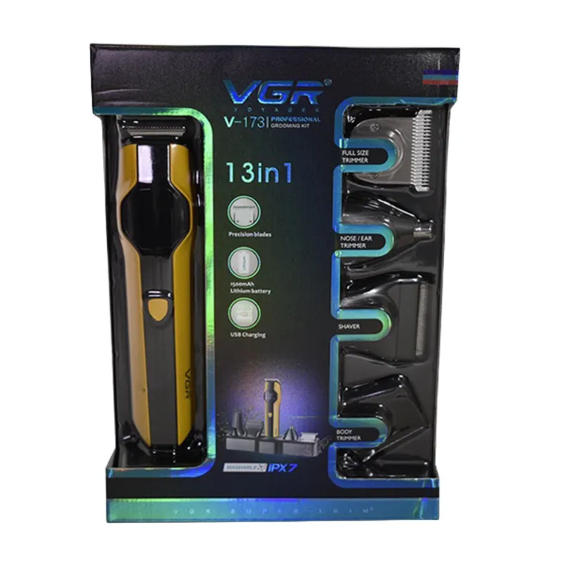 ست ماشین اصلاح موی صورت و بدن شارژی وی جی ار مدل V-173 - تصویر 2