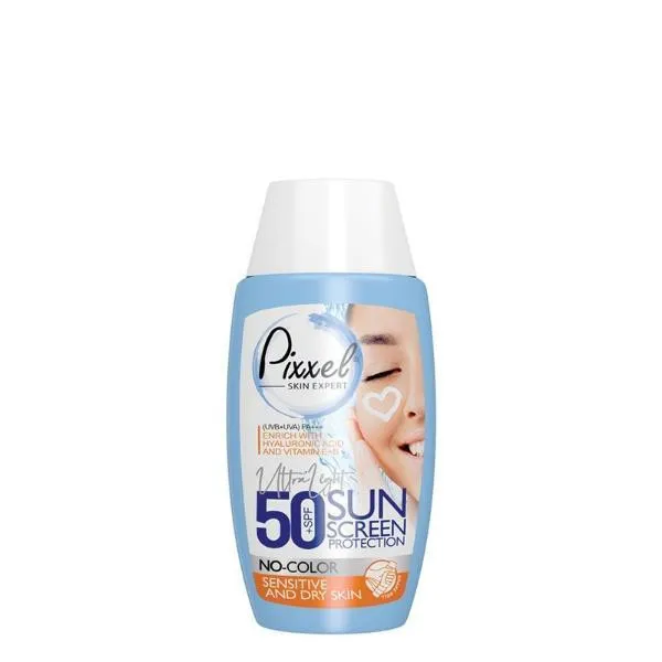 کرم ضدآفتاب بیرنگ پیکسل، با SPF50، مدل Sensitive، حاوی محافظ UVA ،UVB و +++PA، فاقد گلیسیرین، حاوی ویتامین E و B+، مناسب پوستهای خشک و حساس، حجم 50 میلیلیتر مجموعه دو عددی - تصویر 2