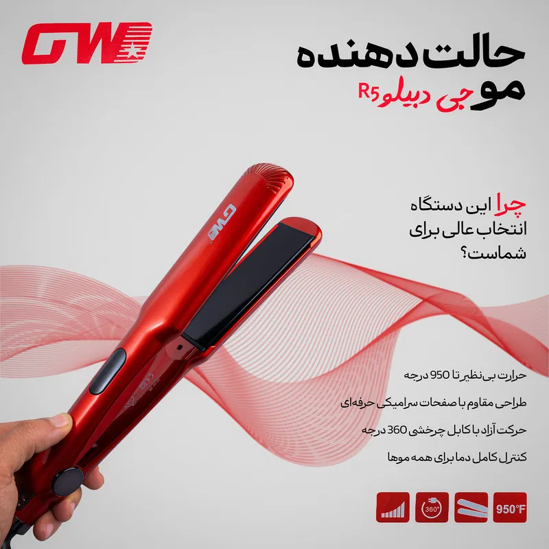 اتو و حالت دهنده ی مو جی دبلیو مدل R5 - تصویر 4