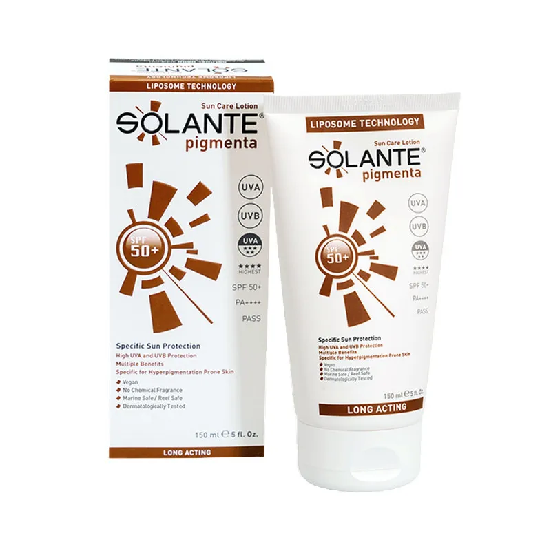 کرم ضد آفتاب بدون رنگ سولانته SPF 50 مدل Pigmenta مناسب انواع پوست حجم 150 میلیلیتر - تصویر 2