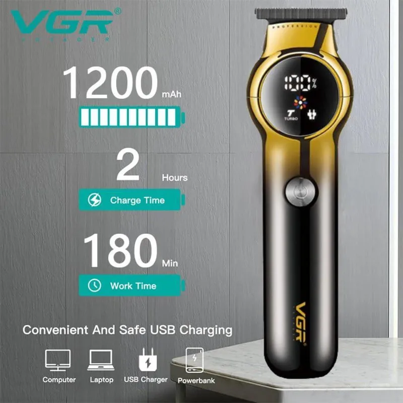 ماشین اصلاح موی سر و صورت شارژی وی جی ار مدل V-989 professional - تصویر 2