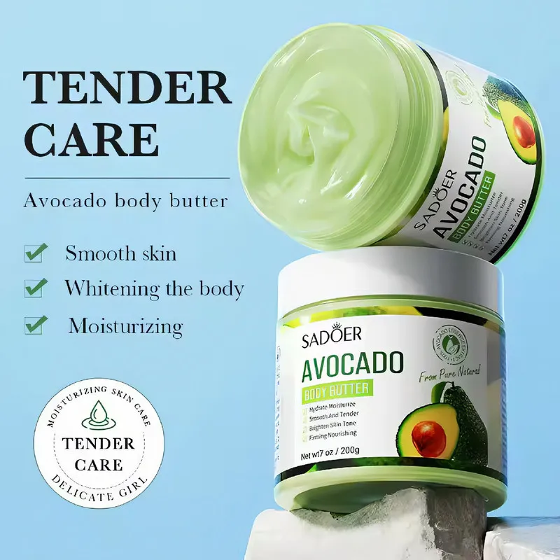 کره بدن آووکادو سادور مدل AVOCADO وزن 200 گرم مرطوبکننده سبک، ضد خشکی و ضد التهاب، مناسب انواع پوست با خواص آنتیاکسیدانی و ترمیمکننده - تصویر 3