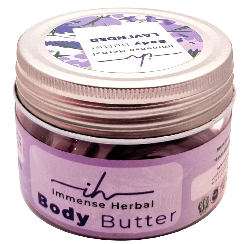 کره بدن طبیعی ایمنس هربال مدل VIP_LAVENDER حجم 155 میلیلیتر با عصاره لوندر، مرطوبکننده قوی، روشنکننده پوست، ضد خشکی و اگزما، حاوی کره کاکائو، شی باتر، روغن جوجوبا و موم زنبور عسل، مناسب انواع پوست